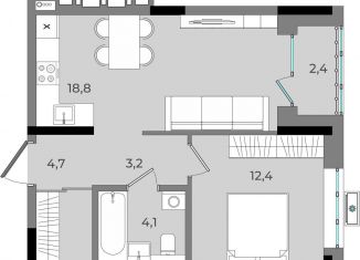 Продаю 1-комнатную квартиру, 45.6 м2, Калужская область, улица Петра Тарасова, 8