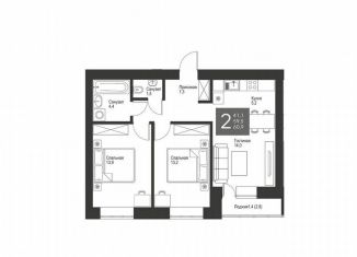 Продаю двухкомнатную квартиру, 60.9 м2, Татарстан, улица Гафиатуллина, 60