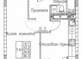 Продаю 1-комнатную квартиру, 36.3 м2, Владивосток