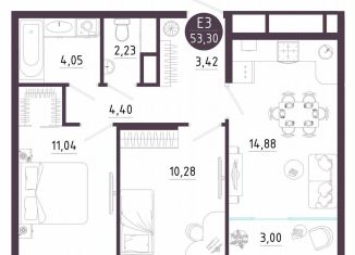 Продажа двухкомнатной квартиры, 53.3 м2, Тула, Пряничная улица, 9