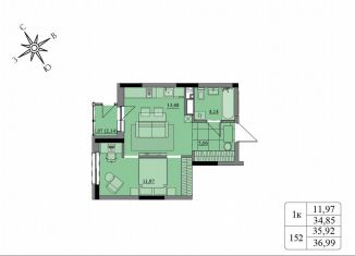 Продажа 1-ком. квартиры, 35.9 м2, Удмуртия