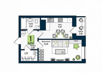 Продается 1-ком. квартира, 36.4 м2, Киров, Никитская улица, 229