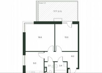 Продажа 2-комнатной квартиры, 57.6 м2, деревня Лобаново
