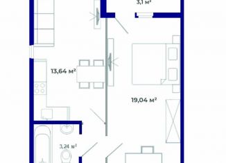Продам однокомнатную квартиру, 49.5 м2, рабочий поселок Маркова