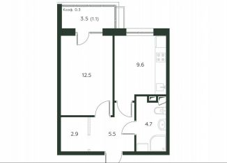 Продаю 1-комнатную квартиру, 36.3 м2, деревня Лобаново, Новая улица