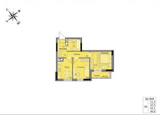 Двухкомнатная квартира на продажу, 45.1 м2, Удмуртия