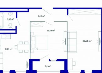 Продажа 2-комнатной квартиры, 59.9 м2, рабочий поселок Маркова