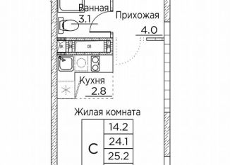 Продам квартиру студию, 27.7 м2, Владивосток, улица Расула Гамзатова, 7к3