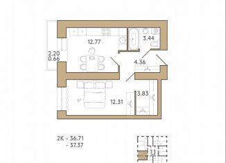 Продается однокомнатная квартира, 37.4 м2, Пенза, 2-й проезд Свердлова, 27