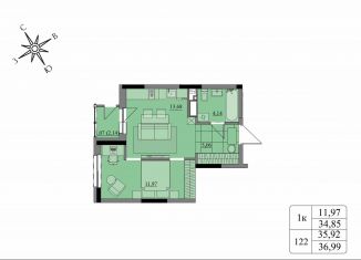 Продается 1-комнатная квартира, 35.9 м2, Удмуртия