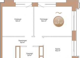 Двухкомнатная квартира на продажу, 54.7 м2, Красноярский край