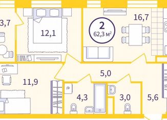 Продажа двухкомнатной квартиры, 60.4 м2, Екатеринбург, Железнодорожный район, Проходной переулок, 1А