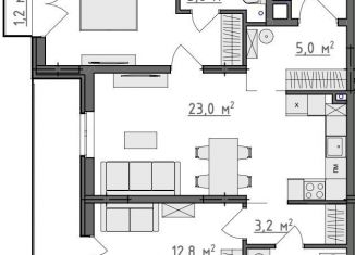 Продаю двухкомнатную квартиру, 71.7 м2, Владимир