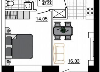 Продажа 1-ком. квартиры, 43 м2, Тихорецк