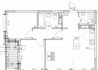 3-ком. квартира на продажу, 62 м2, Владивосток