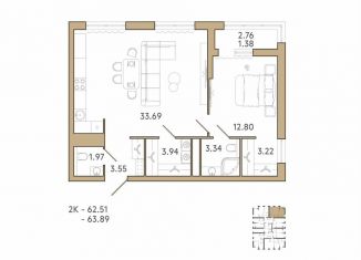 1-ком. квартира на продажу, 63.9 м2, Пенза, 2-й проезд Свердлова, 27