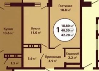 Продаю однокомнатную квартиру, 42 м2, Краснодар, проезд Репина, 5, микрорайон 9 километр