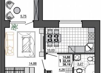 Продам 1-комнатную квартиру, 38.2 м2, Тихорецк