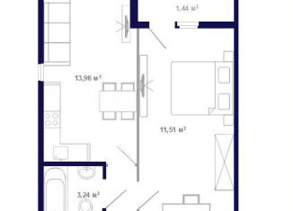 Продам 1-ком. квартиру, 49.5 м2, рабочий поселок Маркова