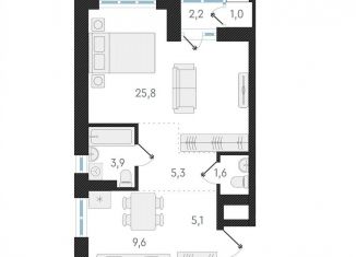 Продажа однокомнатной квартиры, 51.3 м2, Новосибирск, метро Заельцовская, улица Аэропорт, 49/2
