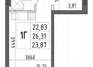 Продаю квартиру студию, 26.3 м2, Шелехов