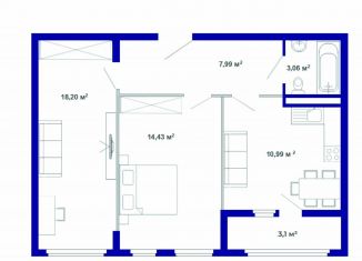 Продажа двухкомнатной квартиры, 57.8 м2, рабочий поселок Маркова