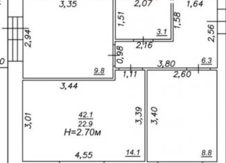 Продается двухкомнатная квартира, 44.7 м2, Ставрополь, Пригородная улица, 251В, микрорайон Чапаевка