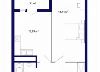 Продаю 1-комнатную квартиру, 41.5 м2, рабочий поселок Маркова