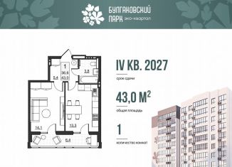 1-комнатная квартира на продажу, 36.6 м2, Саратов, улица имени Евгения Долгина, 6