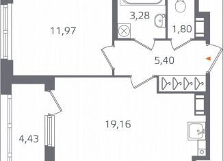Продажа 1-комнатной квартиры, 43.8 м2, Санкт-Петербург, Калининский район