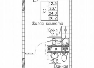 Продаю квартиру студию, 26.2 м2, Владивосток