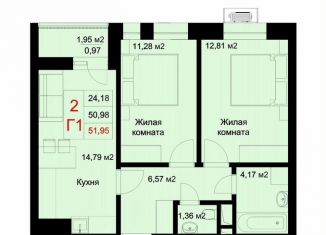 Продам 2-ком. квартиру, 52 м2, Татарстан, улица Рауиса Гареева, 78Б