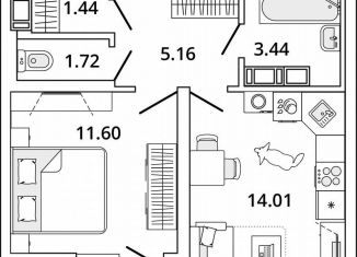 Однокомнатная квартира на продажу, 38.6 м2, Санкт-Петербург, Калининский район, проспект Маршала Блюхера, 11к3