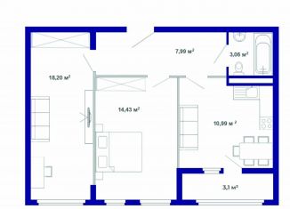 Продаю 2-комнатную квартиру, 57.8 м2, рабочий поселок Маркова