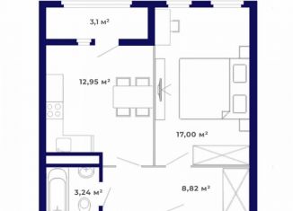Продаю 1-ком. квартиру, 45.2 м2, рабочий поселок Маркова