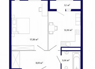 Однокомнатная квартира на продажу, 44.2 м2, рабочий поселок Маркова