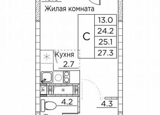 Продажа квартиры студии, 27.3 м2, Владивосток, улица Расула Гамзатова, 7к2