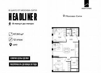 Продам 2-комнатную квартиру, 67.6 м2, Москва, ЦАО, Шмитовский проезд, 39к4