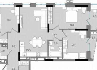 Трехкомнатная квартира на продажу, 93.9 м2, Удмуртия