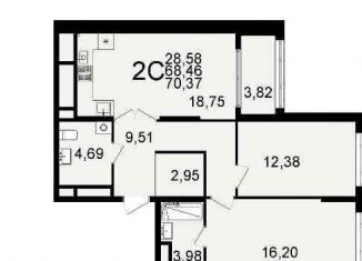 Продам 1-ком. квартиру, 41.8 м2, Рязань