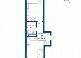 Продаю 1-комнатную квартиру, 45 м2, деревня Дударева, улица Сергея Джанбровского, 25