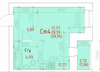 Продаю квартиру студию, 30 м2, Череповец, улица Преображенского, 10