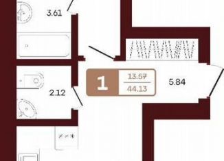 Продам 1-ком. квартиру, 44.1 м2, село Акбердино, Газпромовская улица, 2