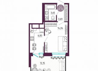 1-комнатная квартира на продажу, 40.4 м2, Тула, Пряничная улица, 7