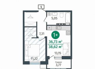 Продается однокомнатная квартира, 36.7 м2, деревня Дударева, улица Сергея Джанбровского, 27к1