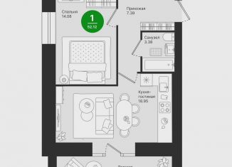Продам 1-комнатную квартиру, 52.1 м2, Йошкар-Ола