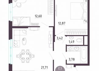 Продажа 2-ком. квартиры, 59.5 м2, Тула, Пряничная улица, 8