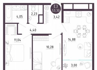 Продаю двухкомнатную квартиру, 53.3 м2, Тула, Пряничная улица, 9
