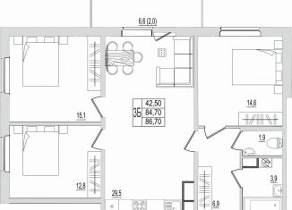 Продается трехкомнатная квартира, 86.7 м2, Псков, ЖК Сиреневый Парк, Северная улица, 44