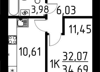 Продажа 1-ком. квартиры, 34.7 м2, Томск, улица Вершинина, 58к2